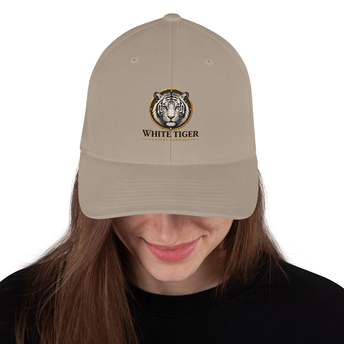 Structured Twill Cap in taupe cotton-blend twill, with a curved brim and embroidered White Tiger logo.