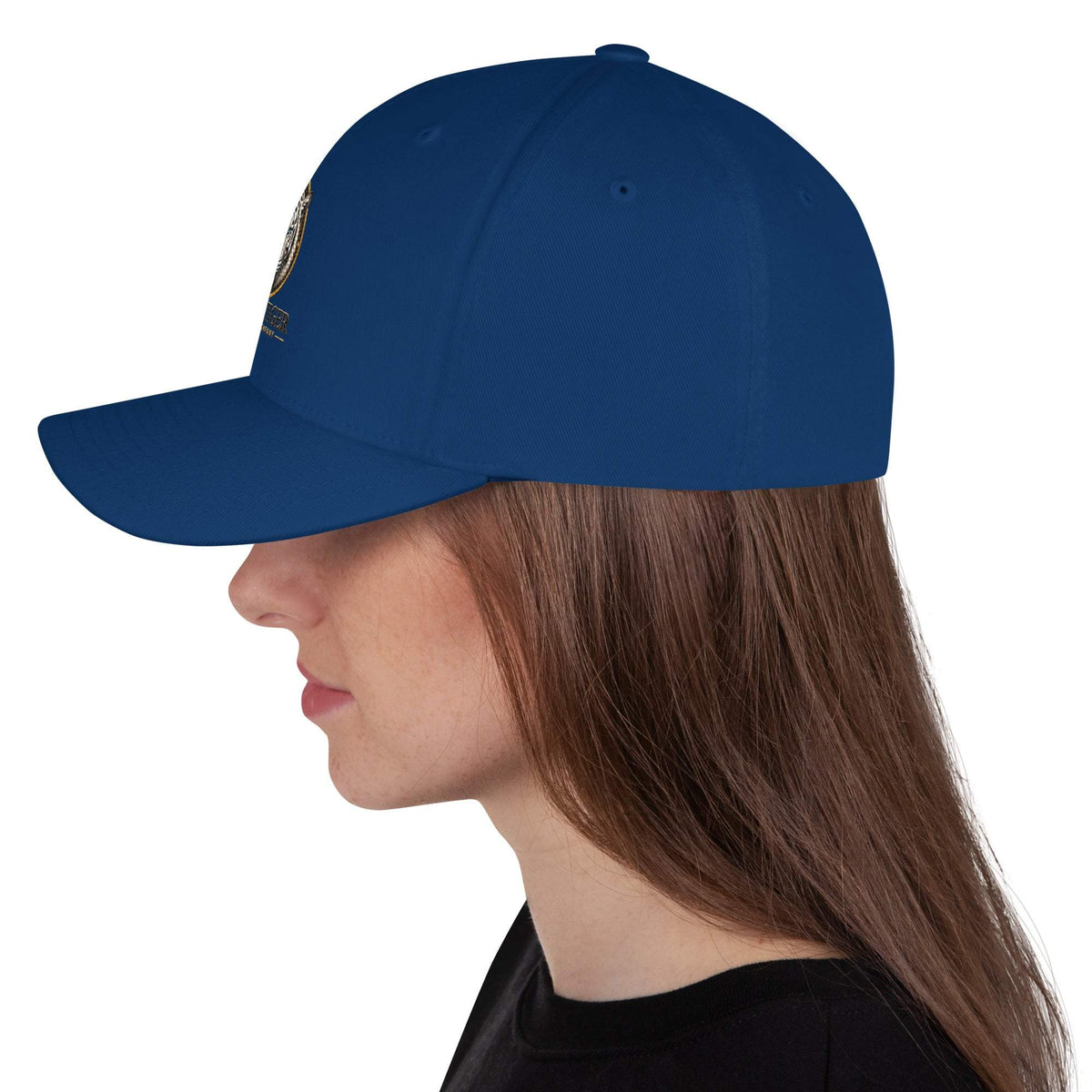 Structured Twill Cap in navy blue twill, with a structured six-panel crown, curved visor, and small embroidered side detail.