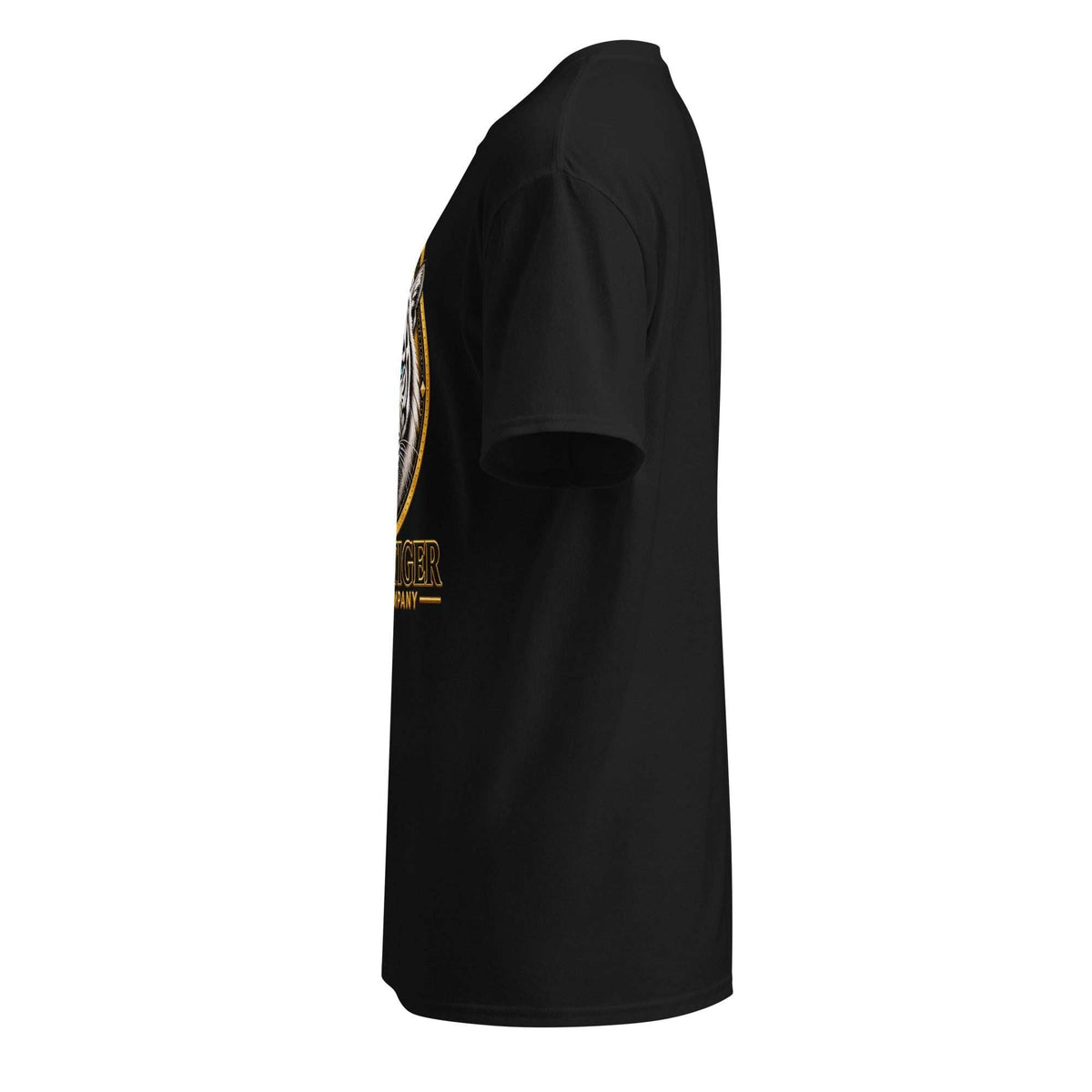 DryBlend T-Shirt in black cotton-polyester fabric, with short sleeves and a partially visible yellow chest graphic.