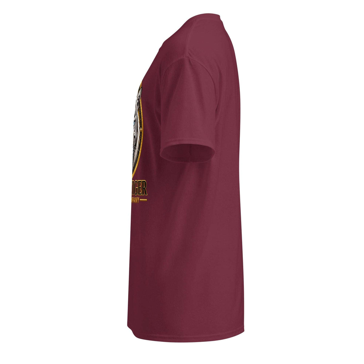 DryBlend T-Shirt in burgundy polyester-cotton blend, with short sleeves, a crew neck, and a partial chest graphic.