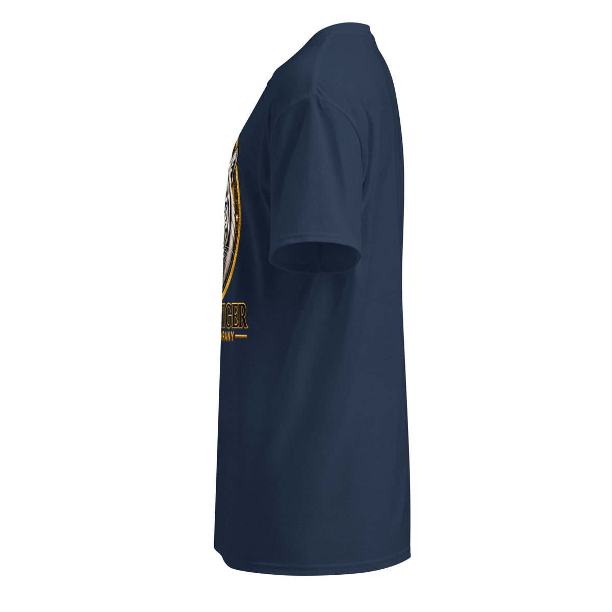 DryBlend T-Shirt in navy blue cotton-polyester fabric, with a classic crew neck, short sleeves, and partial chest graphic.