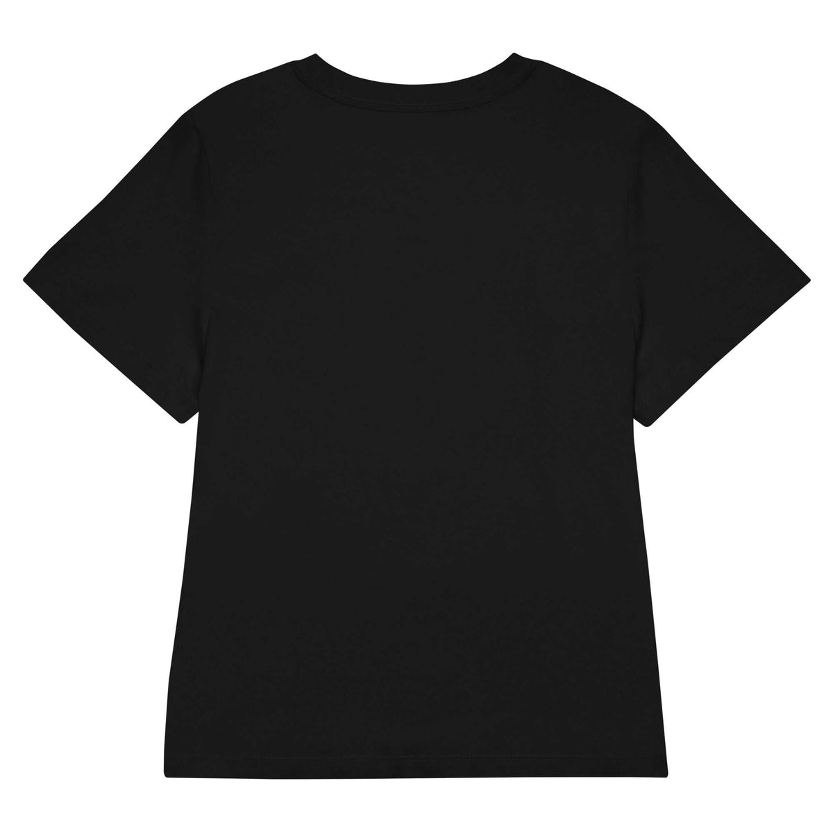 Women’s Organic Ribbed Neck T-shirt in solid black cotton, with a classic crew neckline, short sleeves, and a straight hem.