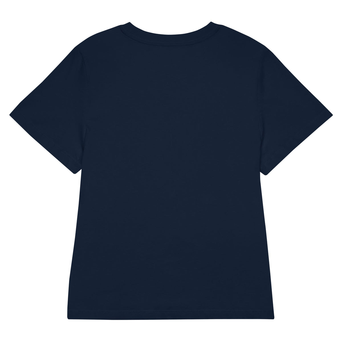 Women’s Organic Ribbed Neck T-shirt in solid navy cotton, featuring a classic crew neck, short sleeves, and a straight hem.
