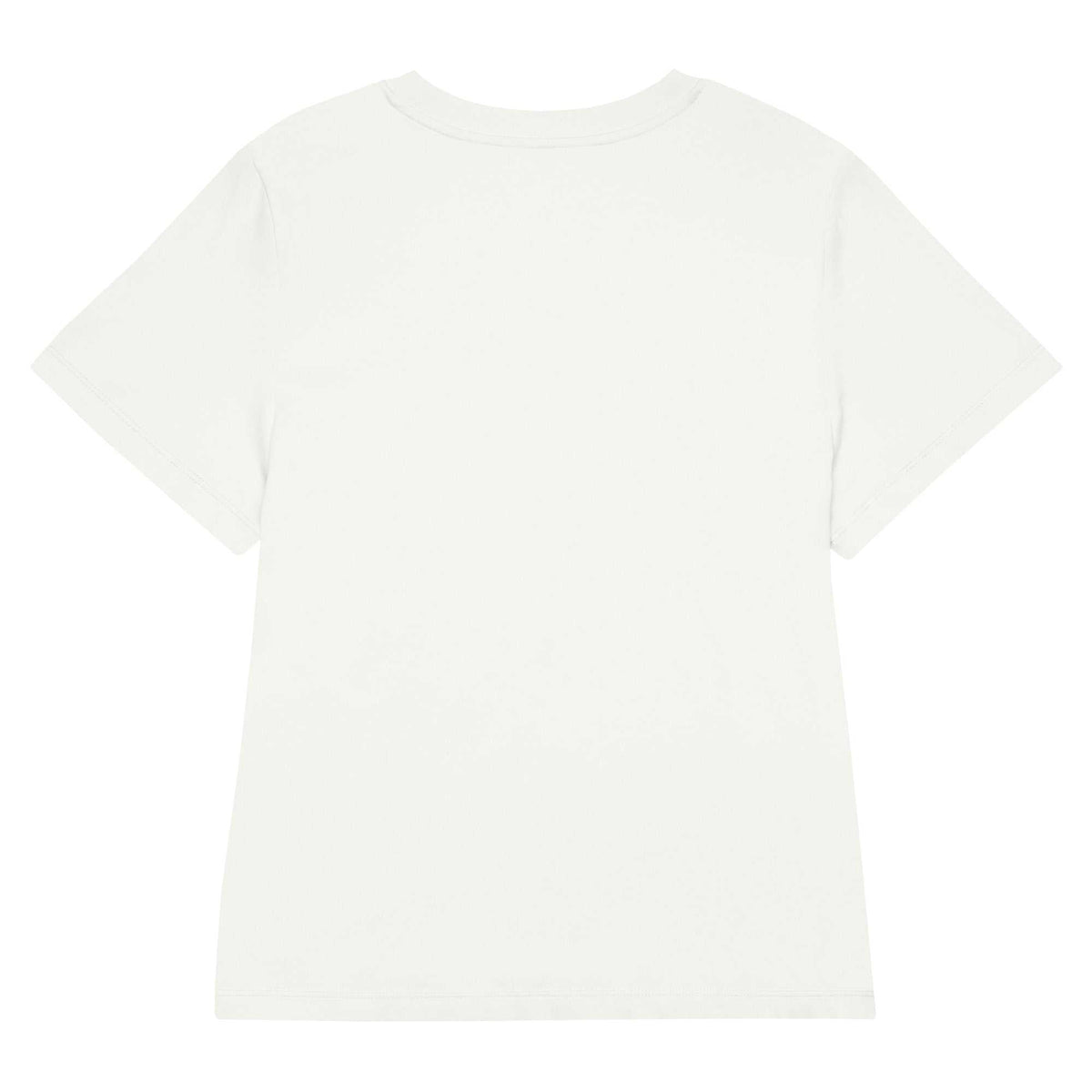 Women’s Organic Ribbed Neck T-shirt in off-white, with short sleeves, a plain cotton knit, and a ribbed crew neckline.
